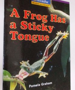 A frog has a sticky tongue